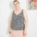 Women's Plus Size Printed Essential Tank Top - A New Day White/black