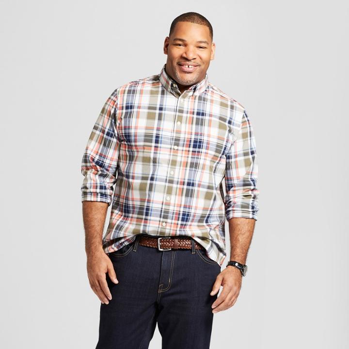 Men's Tall Standard Fit Long Sleeve Button-down Shirt - Goodfellow & Co Aloe