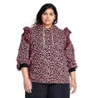 Women's Plus Size Floral Print Ruffle Hooded Sweatshirt - Sandy Liang X Target Pink