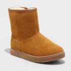 Girls' Hannah Zipper Slip-on Winter Shearling Style Boots - Cat & Jack Cognac