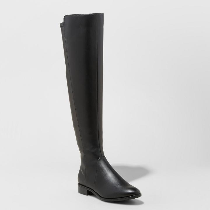 Women's Breanna Wide Width Over The Knee Riding Boots - A New Day Black 5w,