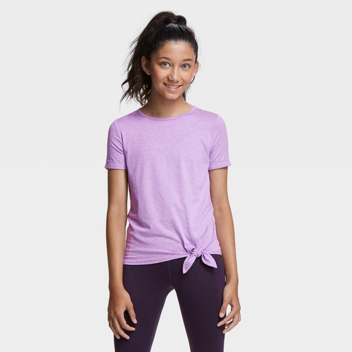 Petitegirls' Short Sleeve Side-tie Studio T-shirt - All In Motion Purple