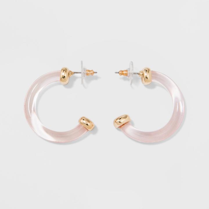 Sugarfix By Baublebar Minimal Lucite Hoop Earrings - Blush Pink, Girl's