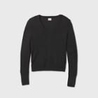 Women's Plus Size V-neck Pullover Sweater - A New Day Black