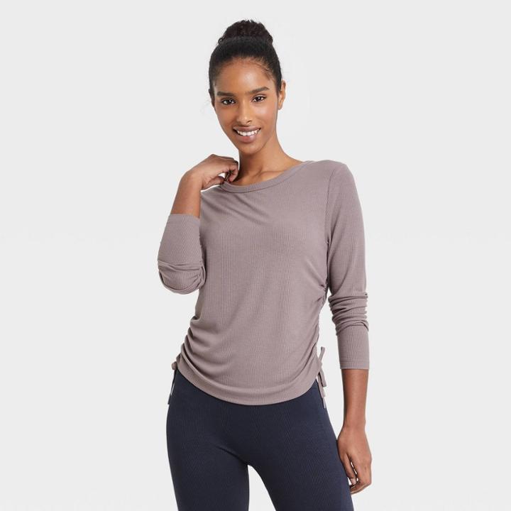 Women's Long Sleeve Ribbed Top - Joylab Gray
