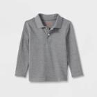 Toddler Boys' Long Sleeve Interlock Uniform Polo Shirt - Cat & Jack Gray