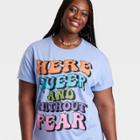 Equality Apparel Pride Adult Plus Size 'here Queer And Without Fear' Short Sleeve T-shirt - Lilac Purple