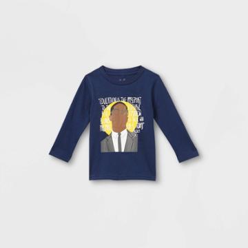 Black History Month Infant Malcolm X Long Sleeve Graphic T-shirt - Blue