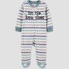 Baby Boys' 'little Brother' Striped Footed Pajamas - Just One You Made By Carter's Gray/blue