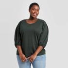 Women's Plus Size 3/4 Puff Sleeve Blouse - Ava & Viv Green X