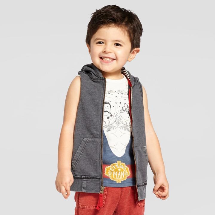Genuine Kids From Oshkosh Toddler Boys' Acid Wash Muscle Sweatshirt Black 5t - Genuine Kids , Boy's,