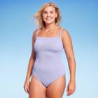 Women's Pucker Textured Square Neck High Coverage One Piece Swimsuit - Kona Sol