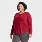 Women's Plus Size Long Sleeve Henley T-shirt - Knox Rose Red