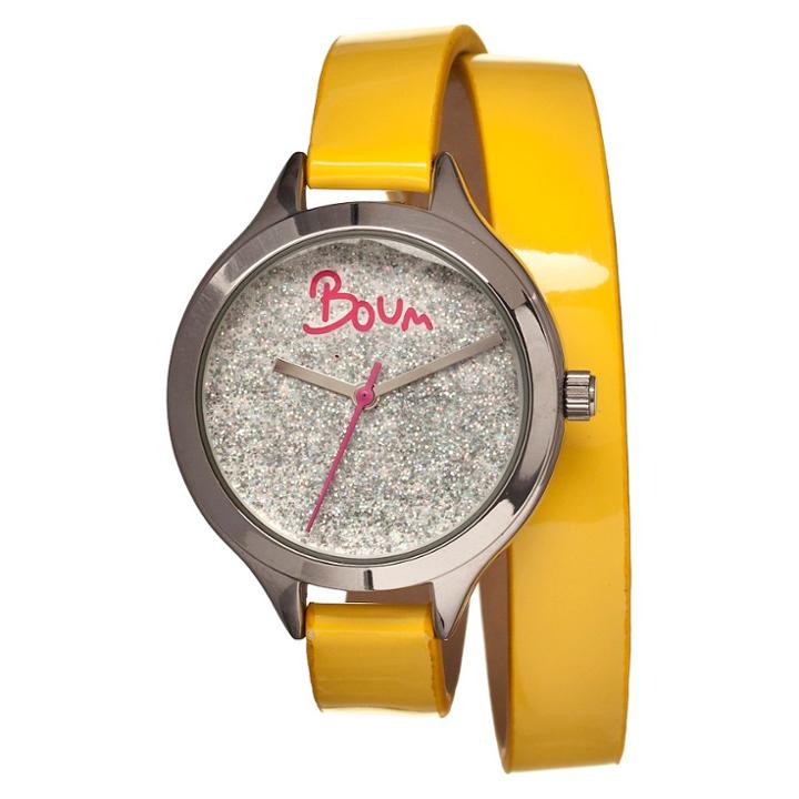 Women's Boum Confetti Watch With Custom Glitter Dial - Yellow/silver