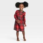 Toddler Holiday Tartan Plaid Flannel Matching Family Pajama Nightgown - Wondershop Red