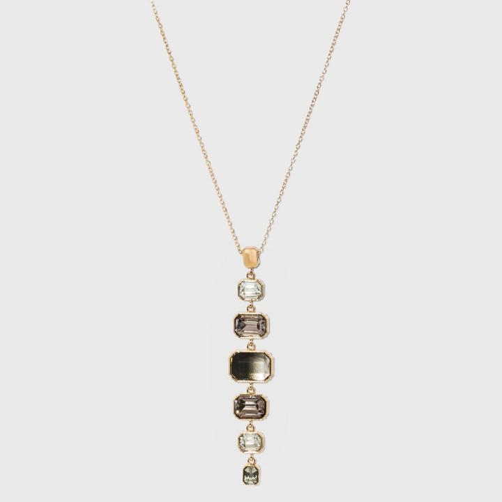 Ombre Effect Rectangular Stone Pendant Necklace - A New Day Black