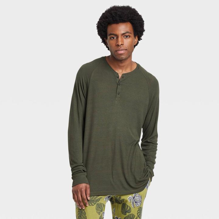 Hanes Premium Men's Henley Lumber Pajama Shirt - Green