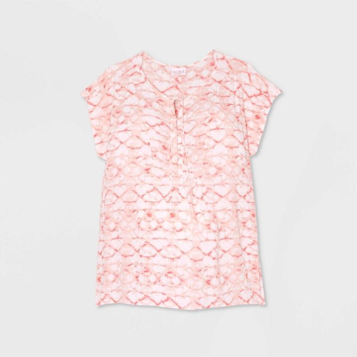 Maternity Cap Sleeve Button-front With Tie-front Blouse - Isabel Maternity By Ingrid & Isabel Blush Pink