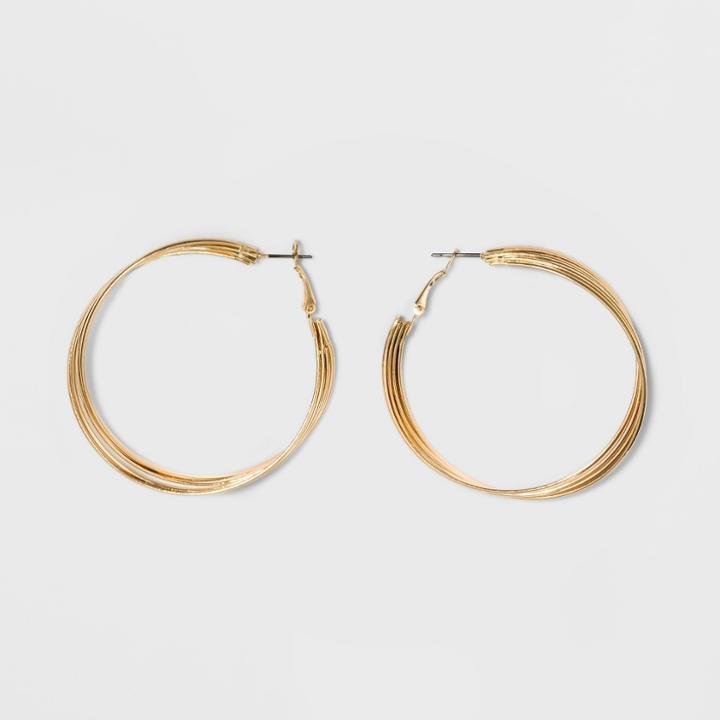 Multi Row Metal Hoop Earrings - A New Day Gold