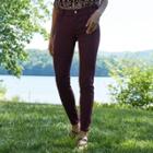 Women's Mid-rise No Gap Waist Twill Skinny Pants - Knox Rose Burgundy