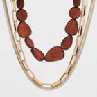 Wood Bead Multi-strand Necklace 3pc - A New Day Brown