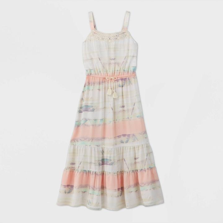 Girls' Tie-waist Challis Maxi Dress - Art Class Xl,