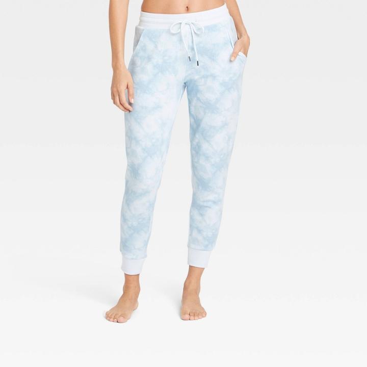 Women's Beautifully Soft Fleece Tie-dye Lounge Jogger Pants - Stars Above Blue