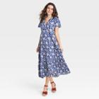 Women's Floral Print Short Sleeve Dress - Knox Rose Blue