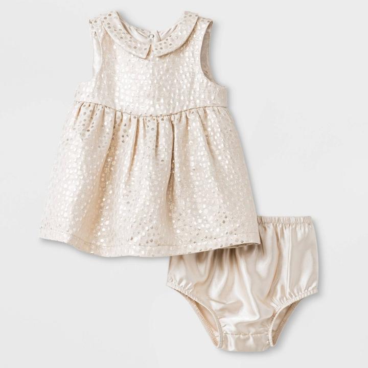 Baby Girls' Jacquard Dress - Cat & Jack Cream Newborn, Girl's, Beige