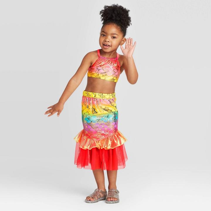 Toddler Girls' 3pc Mermaid Sclae Shirt And Bikini Set - Cat & Jack Pink