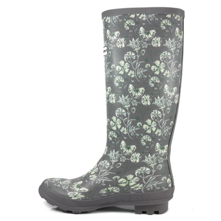 Smith & Hawken Rubber Tall Rain Boots Size 8 Floral Gray -