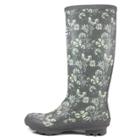 Smith & Hawken Rubber Tall Rain Boots Size 8 Floral Gray -