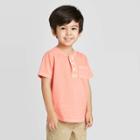 Oshkosh B'gosh Toddler Boys' Henley Pocket Knit T-shirt - Peach 12m, Toddler Boy's, Red