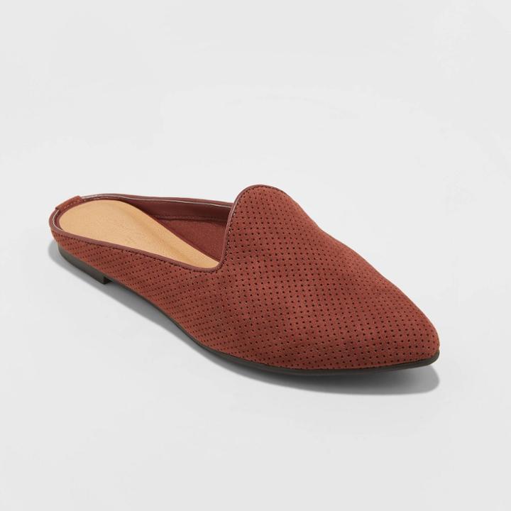 Women's Violet Microsuede Perf Mules - Universal Thread Burgundy (red)