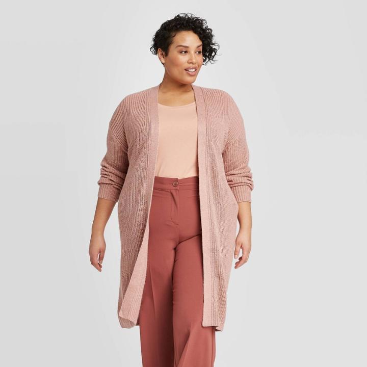 Ava & Viv Women's Plus Size Long Sleeve Open Cardigan - Ava &viv Pink X, Women's