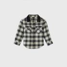 Toddler Boys' Plaid Long Sleeve Button-down Shirt With Corduroy Collar - Art Class Black