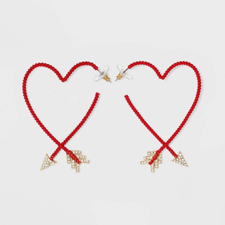 Sugarfix By Baublebar Arrow Heart Hoop Earrings - Red