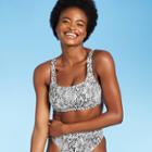 Juniors' Ribbed Bralette Bikini Top - Xhilaration Black & White D/dd Cup