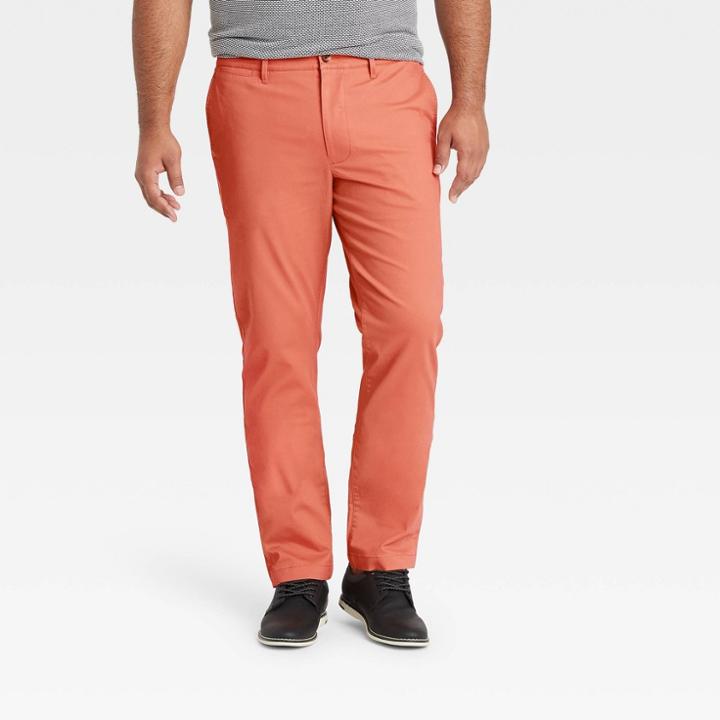Men's Tall Skinny Chino Pants - Goodfellow & Co Coral Stone 30x36, Pink/grey