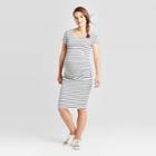Striped Short Sleeve T-shirt Maternity Dress - Isabel Maternity By Ingrid & Isabel White/black