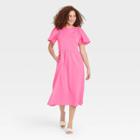 Women's Angel Short Sleeve Smocked Knit Dress - Who What Wear Pink