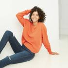 Women's Long Sleeve Boxy Waffle Knit T-shirt - Wild Fable Orange