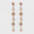 Linear Metallic Wrapped Beaded Drop Earrings - A New Day Rose Gold