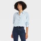 Women's Long Sleeve Oversized Button-down Shirt - Universal Thread Blue