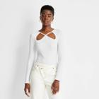 Women's Ribbed Cut Out Neck Bodysuit - Future Collective With Kahlana Barfield Brown White Xxs