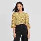 Women's Floral Print Balloon Long Sleeve Round Neck Blouse - Who What Wear Yellow