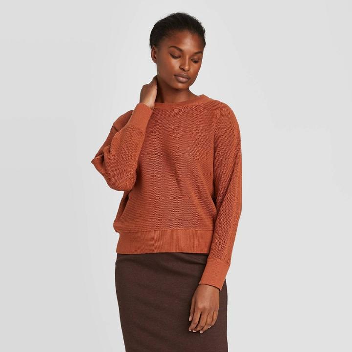 Women's Crewneck Pullover Sweater - Prologue Rust Xs, Women's, Red