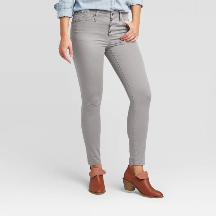 Women's High-rise Classic Fly Button Skinny Jeans - Universal Thread Gray