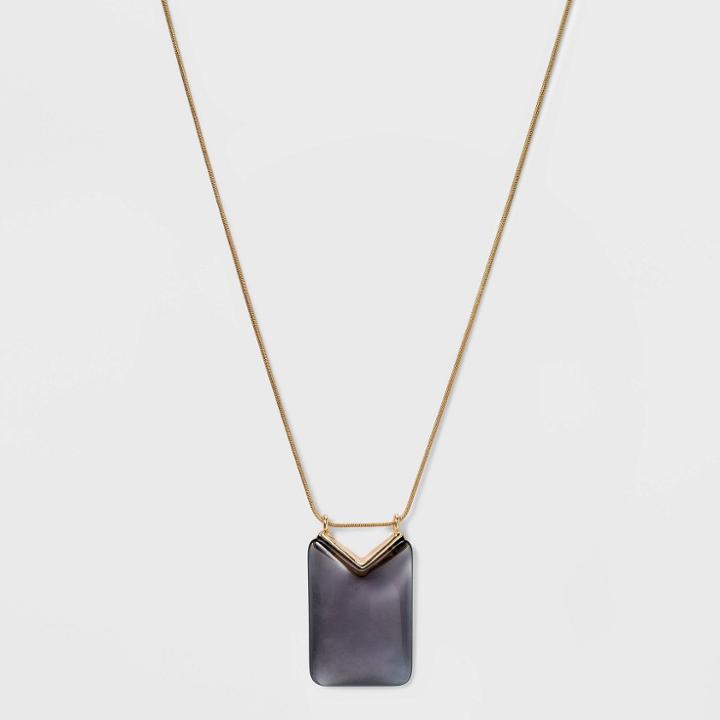 Rectangular Chevron Pendant Necklace - A New Day Gray