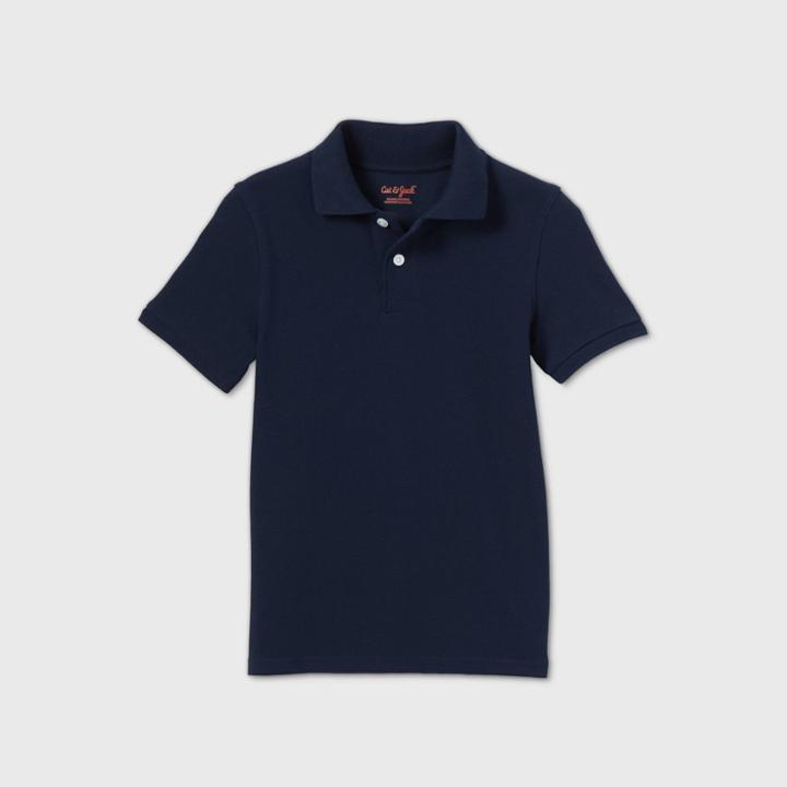 Petiteboys' Short Sleeve Stain Release Uniform Polo Shirt - Cat & Jack Navy